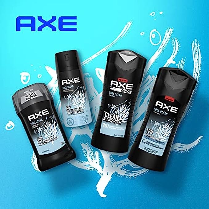 AXE Deodorant Stick For Men For Long Lasting Odor Protection Cool Ocean All Day Fresh Scent Men's Deo, Aluminum Free, 3 Ounce (Pack of 4)