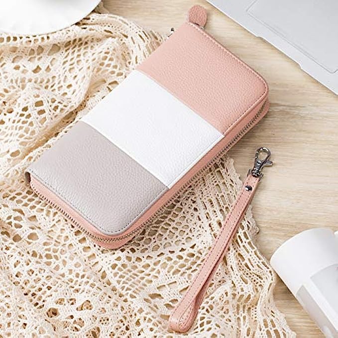 Womens Wallet RFID Blocking Genuine Leather Multi Credit Card Large Capacity Zip Around Clutch Travel Purse Wristlet