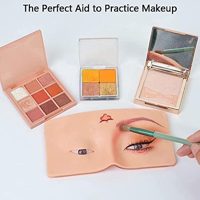 Makeup Practice Face, Dfsuiwk Silicone Face Eye Makeup Practice Board Professional Eyebrow and Eye Makeup Practice Board for Beginners (skin color)